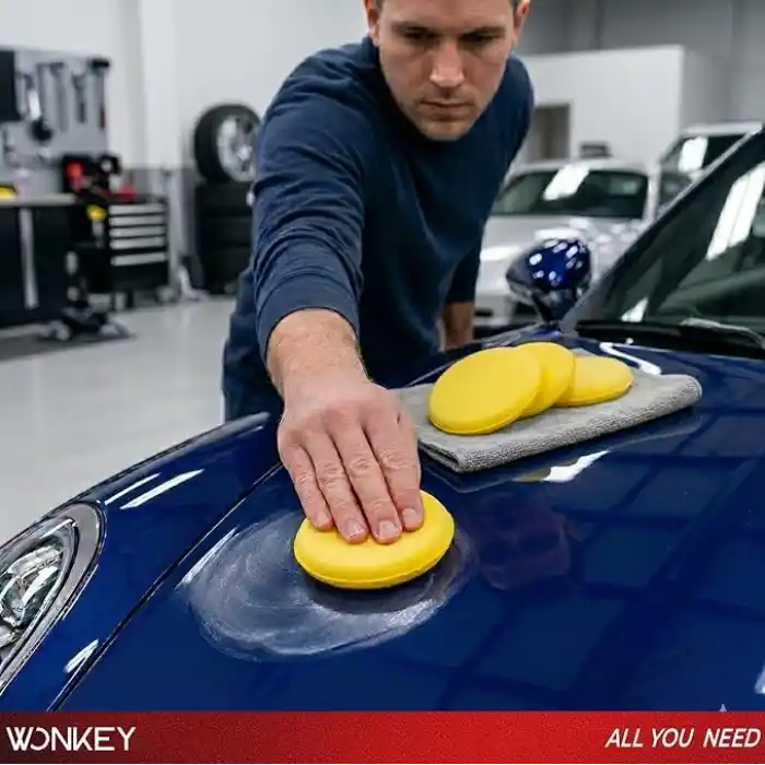 WONKEY - Oto Pasta Cila Wax Pedi Süngeri, Araba ve Torpido Parlatma ve Temizleme Aplikatörü, Polisaj Süngeri, Deri Koltuk Parlatma, Araç Boya Parlatma ve Wax Uygulama Pedi (4 Adet)