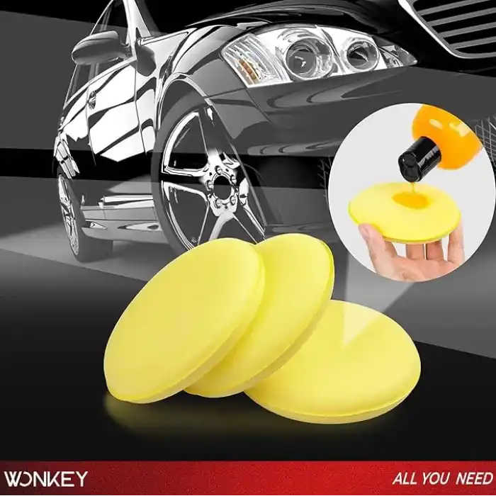 WONKEY - Oto Pasta Cila Wax Pedi Süngeri, Araba ve Torpido Parlatma ve Temizleme Aplikatörü, Polisaj Süngeri, Deri Koltuk Parlatma, Araç Boya Parlatma ve Wax Uygulama Pedi (4 Adet)