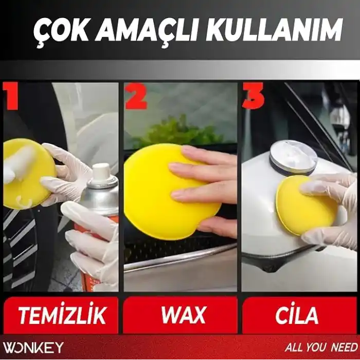 WONKEY - Oto Pasta Cila Wax Pedi Süngeri, Araba ve Torpido Parlatma ve Temizleme Aplikatörü, Polisaj Süngeri, Deri Koltuk Parlatma, Araç Boya Parlatma ve Wax Uygulama Pedi (4 Adet)
