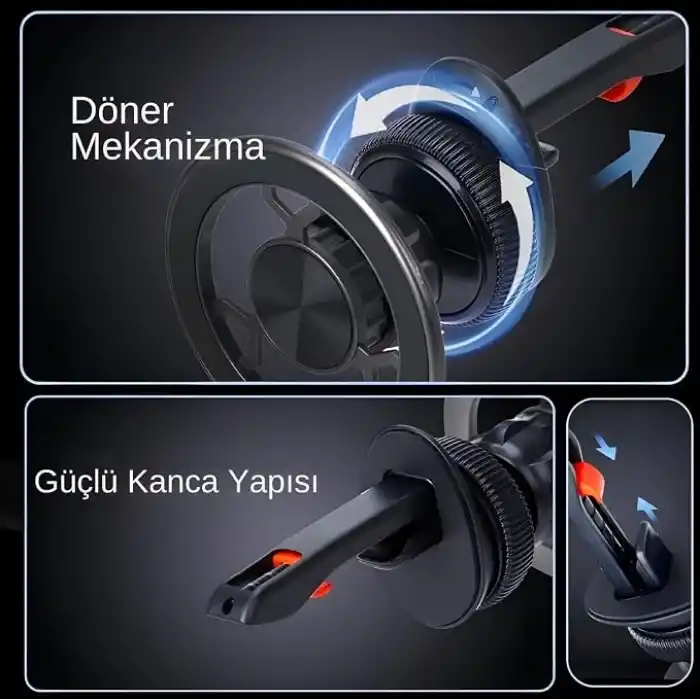 Romofy Manyetik Telefon Tutucu MagSafe İle Uyumlu Havalandırma İçin [Güçlü Mıknatıslar] - Kancalı Cep Telefonu Tutacağı Araba Telefon Tutucu - Izgara Klipsli Oto Tutucu