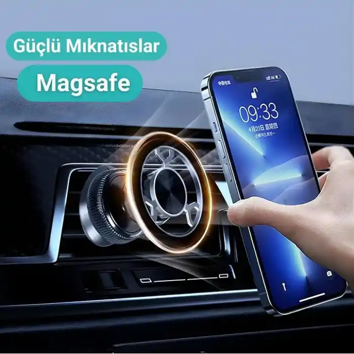 Romofy Manyetik Telefon Tutucu MagSafe İle Uyumlu Havalandırma İçin [Güçlü Mıknatıslar] - Kancalı Cep Telefonu Tutacağı Araba Telefon Tutucu - Izgara Klipsli Oto Tutucu