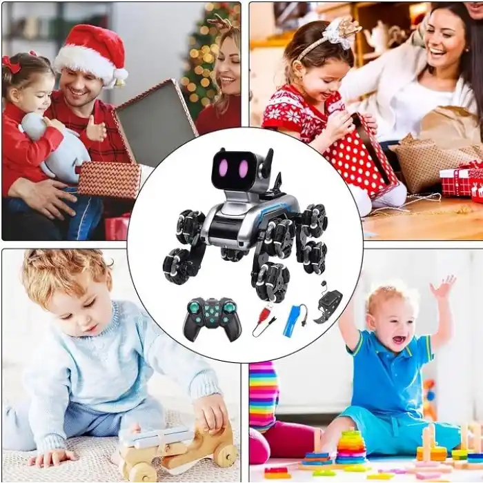 Giffy/Oyuncak 2.4 GhZ Uzaktan ve Bilekten Kumandalı Şarjlı 8 Teker Akrobat Robot Köpek Müzikli ve Led Işıklı Full Fonksiyon Akıllı Köpek Yavrusu Çift Kumanda Kontollü