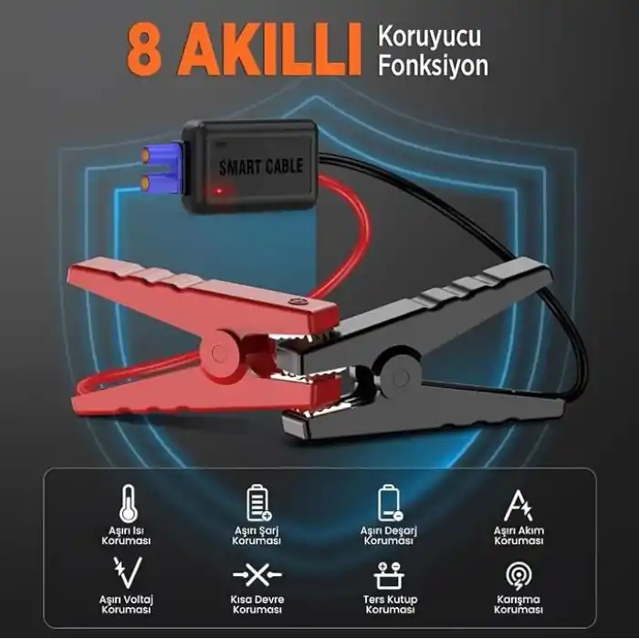 GROOVE M01 18200mAh 2000A Tepe Akımı Akü Takviye Cihazı Taşınabilir Jump Starter (Powerbank+Led Lamba+LCD Ekran) Benzinli ve Dizel Araçlar için
