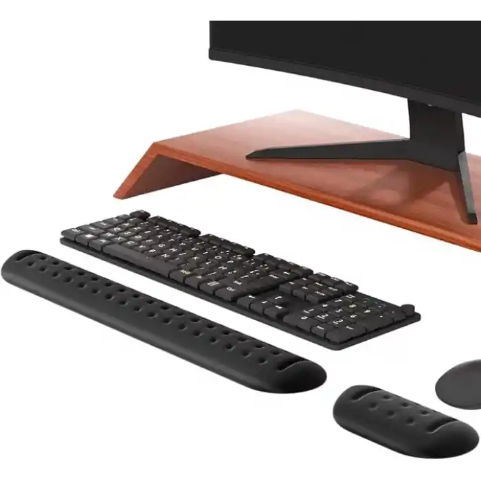 Klasse Gaming Klavye ve Mouse Bilek Destek Seti, ErgoPad, Kaymaz Tabanlı, Nefes Alan Kumaş, Ağrı Önleyici (Siyah Destek Seti)