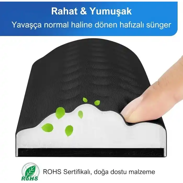 Klasse Gaming Klavye ve Mouse Bilek Destek Seti, ErgoPad, Kaymaz Tabanlı, Nefes Alan Kumaş, Ağrı Önleyici (Siyah Destek Seti)