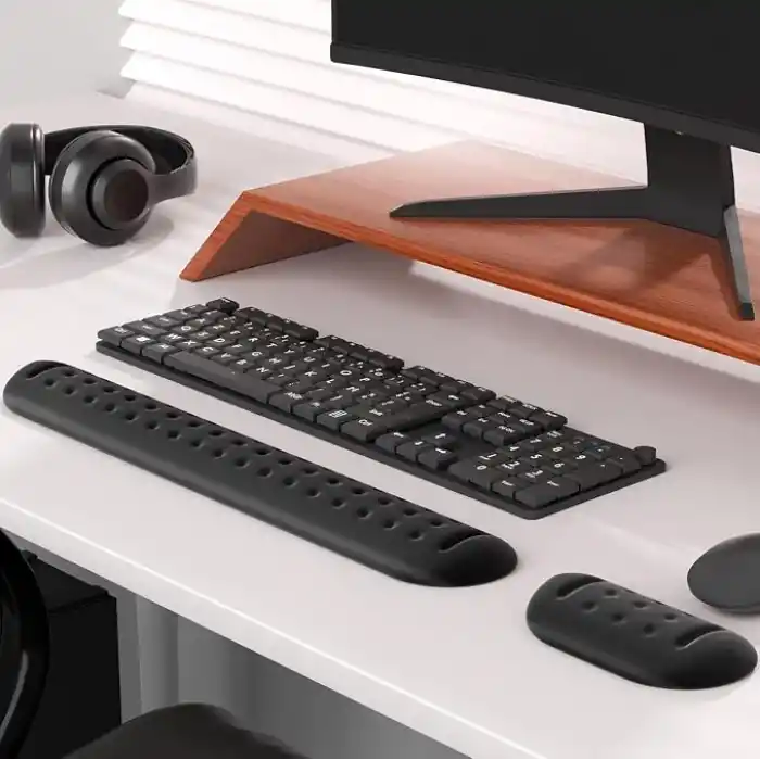 Klasse Gaming Klavye ve Mouse Bilek Destek Seti, ErgoPad, Kaymaz Tabanlı, Nefes Alan Kumaş, Ağrı Önleyici (Siyah Destek Seti)