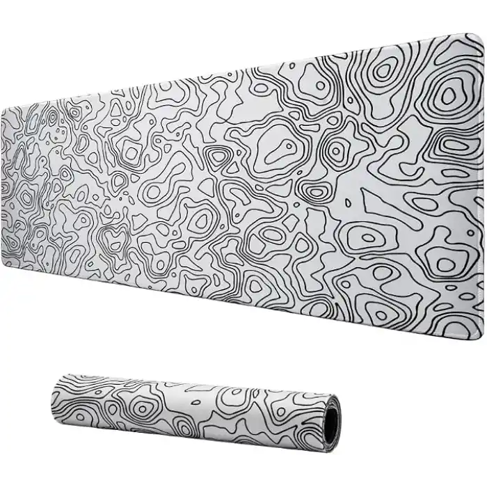 Klasse Pro - 6 Farklı Model Dikişli Kenar 70x30 cm Oyuncu Gaming Mouse Pad (White Map Lines)
