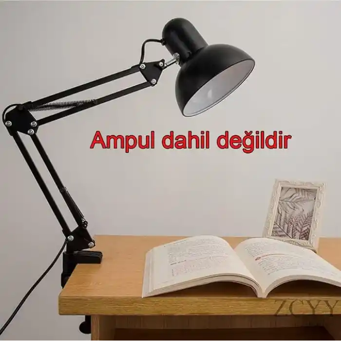 Coverzone Kıskaçlı Masa Lambası 3 Farklı Değiştilebilir Sıkıştırma Yöntemi - Açısı Ayarlanabilir 3 Eklemli Çalışma Masası Lamba | SY-444 Ampul Dahil Değil