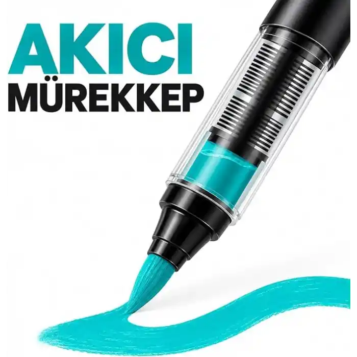 Akrilik Marker Kalem Seti 24lı, Esnek Fırça Uçlu Boya Kalemi