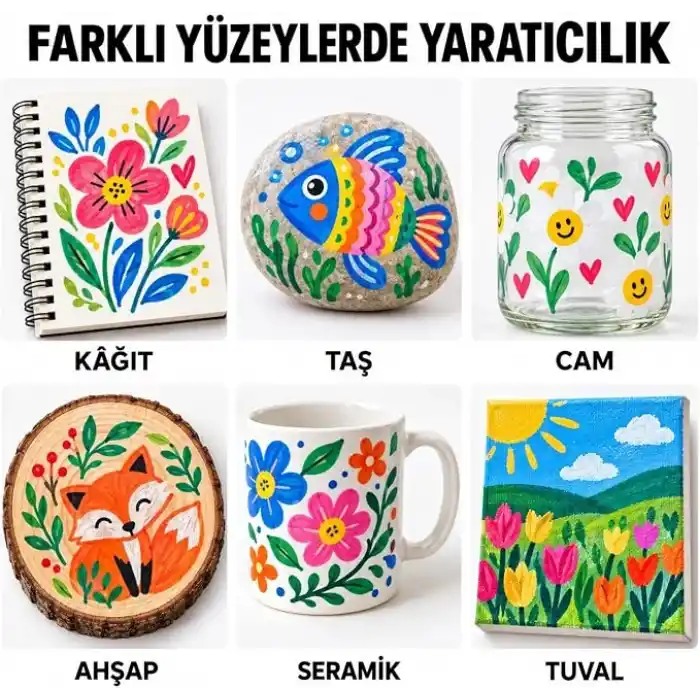 Akrilik Marker Kalem Seti 24lı, Esnek Fırça Uçlu Boya Kalemi