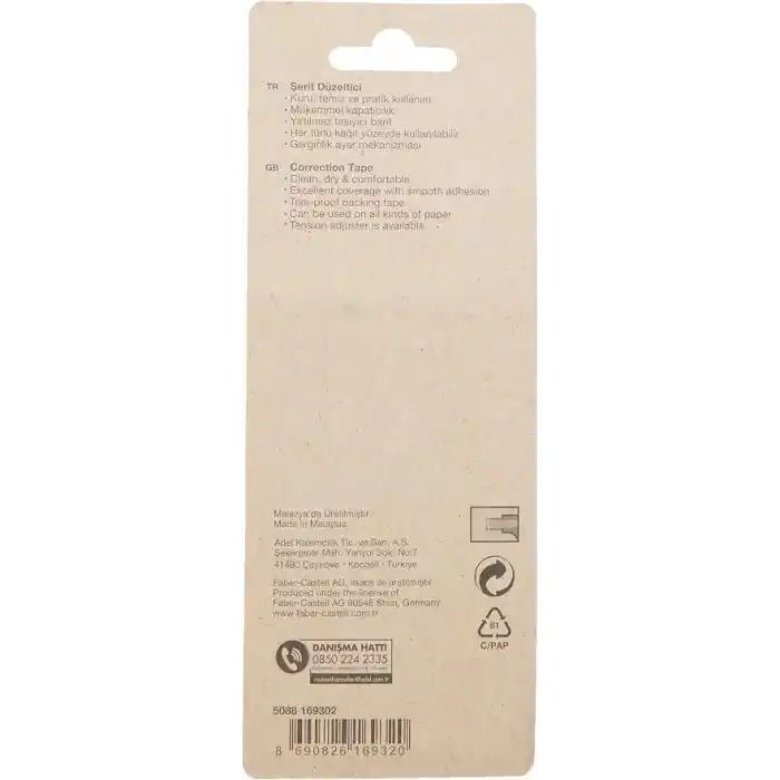 Faber-Castell Şerit Düzeltici, 5mm x 12m, Hızlı Kapatıcı, Kuruma Süresi Gerektirmez, Asorti Renkler