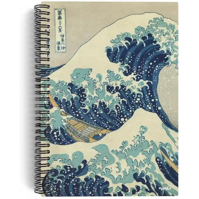 Katsushika Hokusai/The Great Wave off Kanagawa,1829 | Spiralli Defter 05 | A5 | Çizgisiz | 100 Sayfa