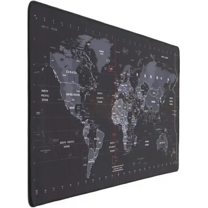 Zerfa Dünya Haritası Ekstra Büyük Genişletilmiş Kaymaz Kauçuk Oyun Mouse Pad & Klavye Masa Mat Bilgisayar Aptop için (900 mm X 400 mm X 2 mm) L Zmp253 Siyah (Dünya Haritası, 90 X 40 cm)
