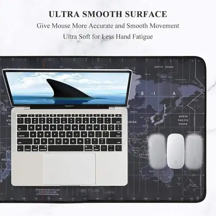 Zerfa Dünya Haritası Ekstra Büyük Genişletilmiş Kaymaz Kauçuk Oyun Mouse Pad & Klavye Masa Mat Bilgisayar Aptop için (900 mm X 400 mm X 2 mm) L Zmp253 Siyah (Dünya Haritası, 90 X 40 cm)