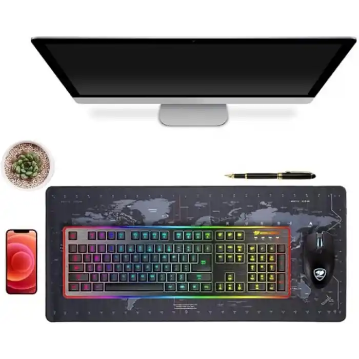 Zerfa Dünya Haritası Ekstra Büyük Genişletilmiş Kaymaz Kauçuk Oyun Mouse Pad & Klavye Masa Mat Bilgisayar Aptop için (900 mm X 400 mm X 2 mm) L Zmp253 Siyah (Dünya Haritası, 90 X 40 cm)