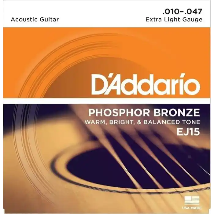 Daddario Ej15 Akustik Gitar Tel Seti, Phosphor-Bronze, Extra Light, 10-47