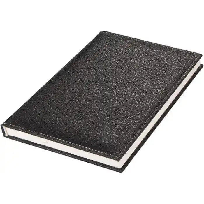 2K 4910 Defter 17x24 Cm. Çi̇zgi̇li̇ 160 Yapraklı Suni Deri Hilton Desen Kapaklı Siyah, Siyah