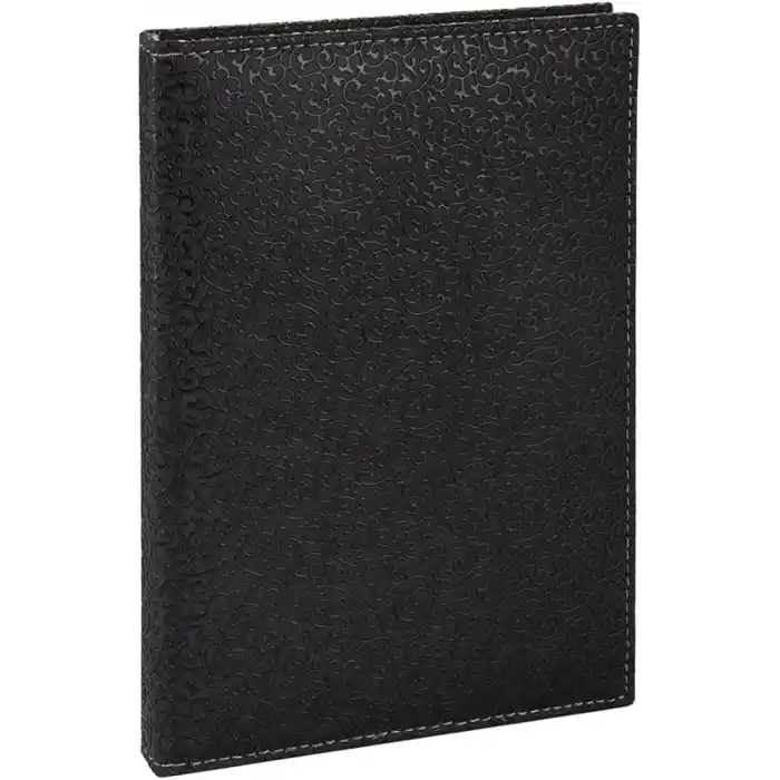 2K 4910 Defter 17x24 Cm. Çi̇zgi̇li̇ 160 Yapraklı Suni Deri Hilton Desen Kapaklı Siyah, Siyah
