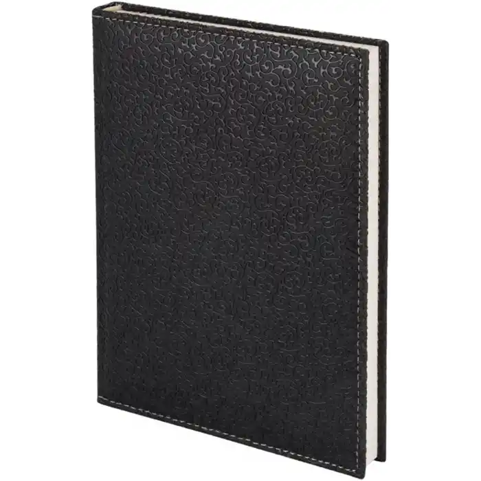 2K 4910 Defter 17x24 Cm. Çi̇zgi̇li̇ 160 Yapraklı Suni Deri Hilton Desen Kapaklı Siyah, Siyah