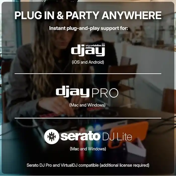 Numark Party Mix III Dahili Işıklı Bluetooth DJ Controller – 2 Deck, 16 Pad, Stems Kontrolü, Beat Assist, Smart Fader, USB-C, Serato DJ Lite & Algoriddim djay Dahil, Başlangıç DJ Seti