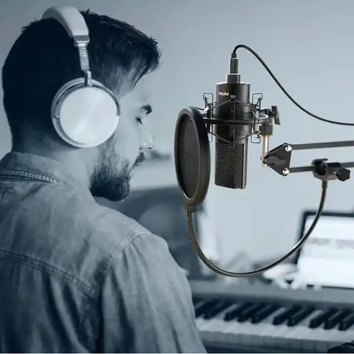 FIFINE Boom Arm veya Masaüstü Standı için Mikrofon Pop Filtresi, Çift Katmanlı Mikrofon Kalkanı, Kaz boynu Klipsi, Akış, Podcasting, Seslendirme, Ev Kayıt Stüdyosu için Şarkı Söyleme
