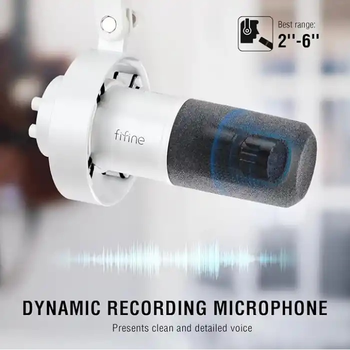FIFINE Stüdyo XLR Dinamik Mikrofon, Akış Kaydı için USB PC Podcast Mikrofon, XLR/USB Vokal Mikrofon, Dokunarak Sessiz, Kazanç Düğmesi, Kulaklık İzleme - Amplitank K688 Beyaz