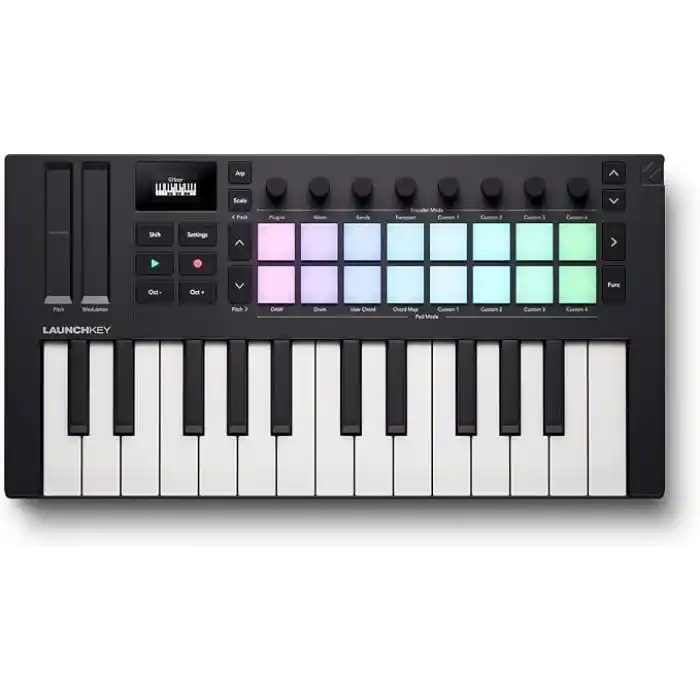 Novation Launchkey Mini 25 [MK4] — Taşınabilir 25 Mini Tuşlu, USB, MIDI Klavye Kontrolörü, DAW Entegrasyonu ile. Akor Modu, Ölçek Modu, Davul Pedleri ve Arpejjatör. Müzik Yaratma Yazılımı Paketi Dahil