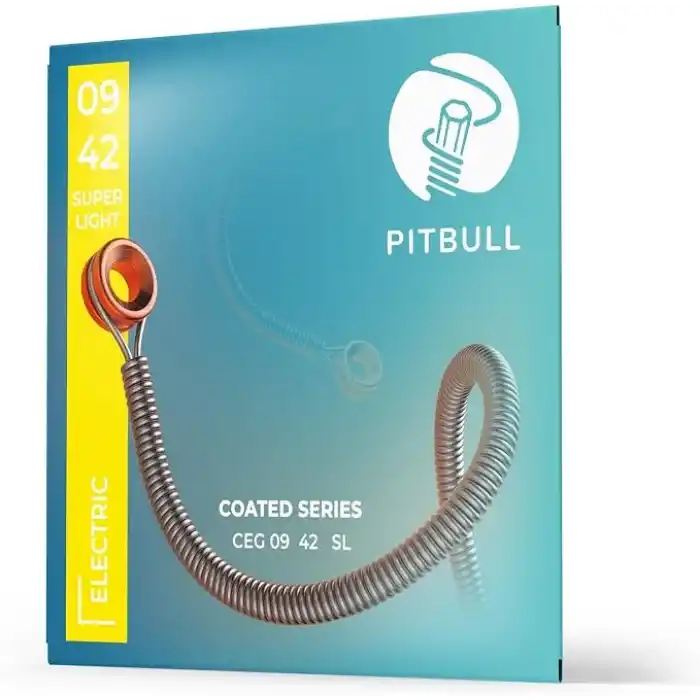 Pitbull Strings Coated Seri Elektro Gitar Teli – Uzun Ömürlü, Parlak Ton, Yüksek Dayanıklılık (09-42 Süper Light)