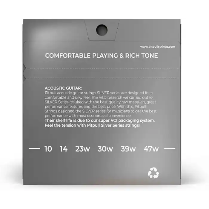 Pitbull Strings Silver Series SAG 10-47 SL Takım Tel Akustik Gitar Teli 010-047