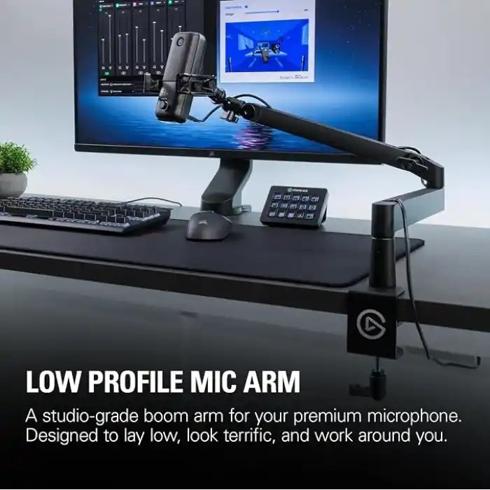 Elgato Wave Düşük Profil Mikrofon Taşıyıcı Kol, 360 Derece Yatay & 90 Derece Diker Ayarlama, Kablo Gizleme Kanalları (10AAN9901)