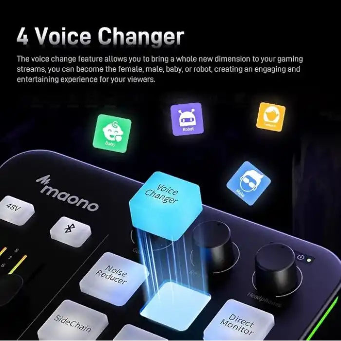 MAONO Oyun Ses Mikseri, Pro-preamp ile Ses Arayüzü, RGB, Bluetooth, Canlı Yayın için 48V Phantom Power, Podcasting, İçerik Oluşturma, Oyun MaonoCaster G1 NEO (SİYAH)