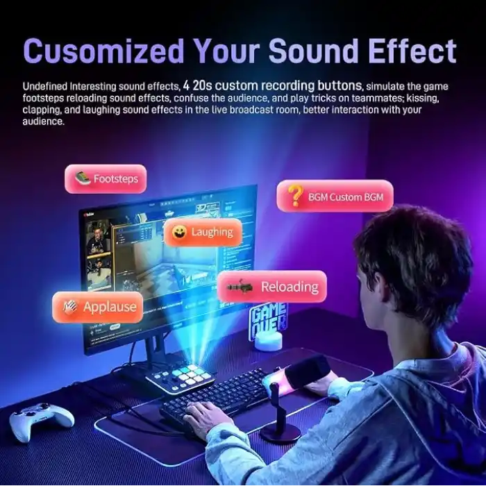 MAONO Oyun Ses Mikseri, Pro-preamp ile Ses Arayüzü, RGB, Bluetooth, Canlı Yayın için 48V Phantom Power, Podcasting, İçerik Oluşturma, Oyun MaonoCaster G1 NEO (SİYAH)
