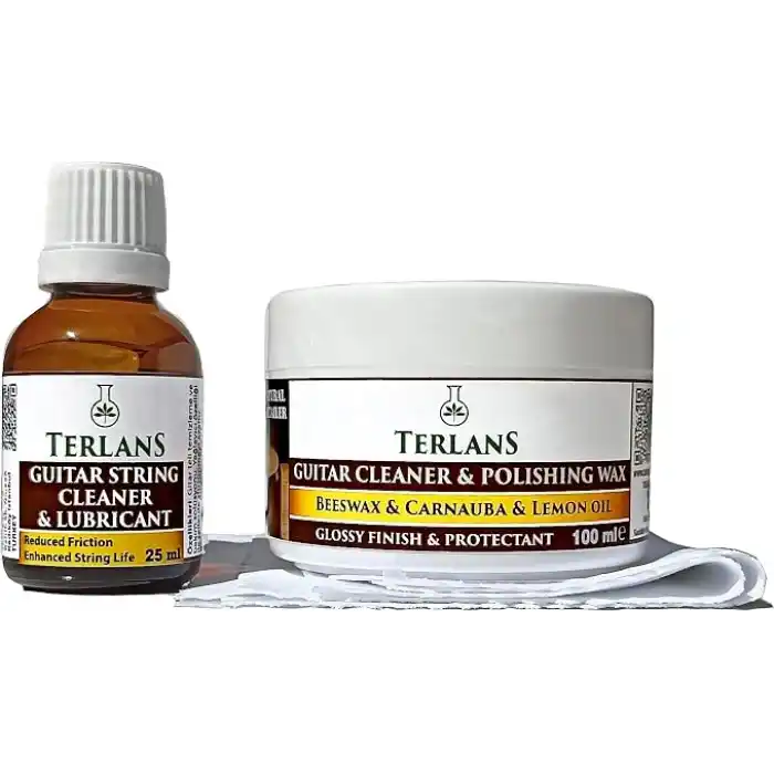 Terlans Gitar Temizlik Bakım Seti 4 lü Gövde Klavye Temizleyici Parlatıcı Vaks & Tel Yağlayıcı Guitar Cleaning Kit