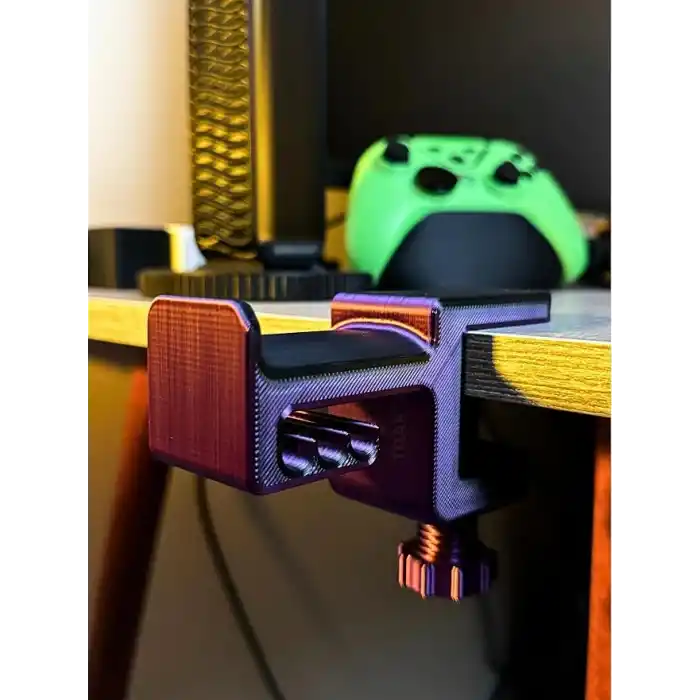 Siyah-Mor Asılabilir Kulaklık Standı | 3D Premium Tasarım | Gamer Masa Kenarı Aksesuarı | Galactic Shade Limited Edition (Montaj videosunu izlemeden kullanmayın)