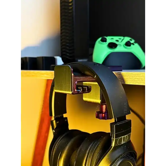 Siyah-Mor Asılabilir Kulaklık Standı | 3D Premium Tasarım | Gamer Masa Kenarı Aksesuarı | Galactic Shade Limited Edition (Montaj videosunu izlemeden kullanmayın)
