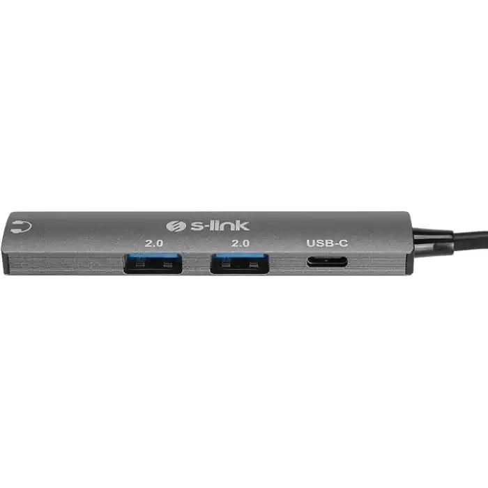S-LINK SWV-USBC024 4 in 1 Gri Metal TypeC to 2*USB2.0 USB-C, 3.5mm Aux Port Type C Adaptör, SWV-USBC024
