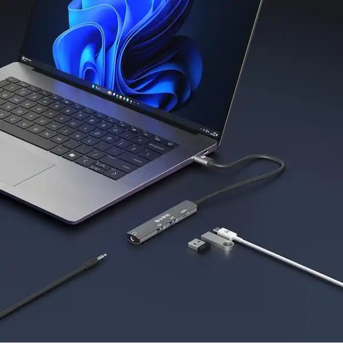 S-LINK SWV-USBC024 4 in 1 Gri Metal TypeC to 2*USB2.0 USB-C, 3.5mm Aux Port Type C Adaptör, SWV-USBC024