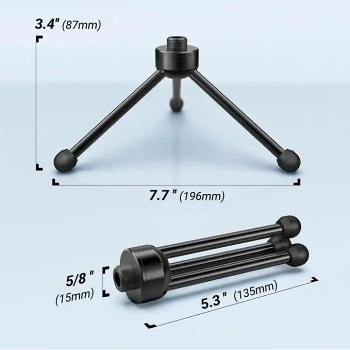 FIFINE Kaymaz Kauçuk Ayaklı Masaüstü Mikrofonu için Tripod Standı, Sağlam Metal Yapı, Oyun, Podcasting, Toplantılar, Sohbet için Katlanabilir Masa Mikrofonu Standı