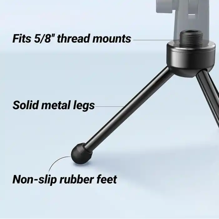 FIFINE Kaymaz Kauçuk Ayaklı Masaüstü Mikrofonu için Tripod Standı, Sağlam Metal Yapı, Oyun, Podcasting, Toplantılar, Sohbet için Katlanabilir Masa Mikrofonu Standı