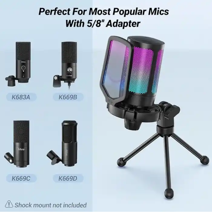FIFINE Kaymaz Kauçuk Ayaklı Masaüstü Mikrofonu için Tripod Standı, Sağlam Metal Yapı, Oyun, Podcasting, Toplantılar, Sohbet için Katlanabilir Masa Mikrofonu Standı
