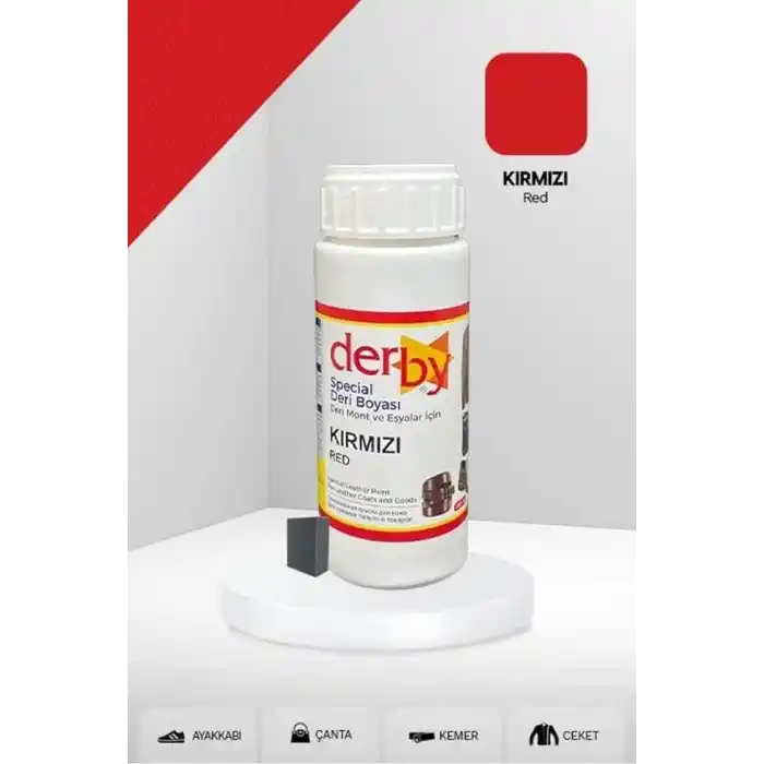 Derby Special Deri Boyası 100 Ml Mont Eşya Çanta Kemer Cüzdan Ayakkabı Deri Boyası, Kırmızı
