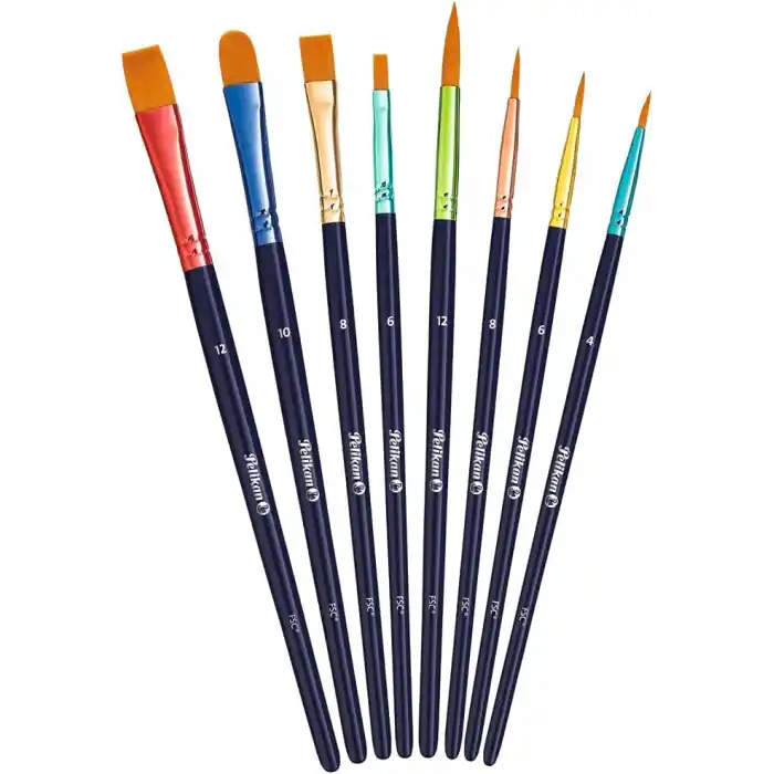 Pelikan Lot de 8 pinceaux synthétiques de qualité supérieure