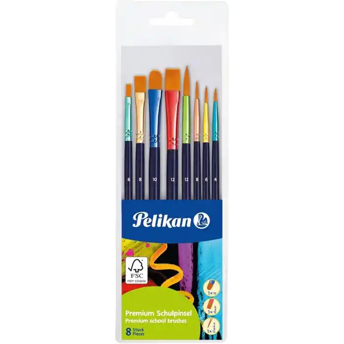 Pelikan Lot de 8 pinceaux synthétiques de qualité supérieure