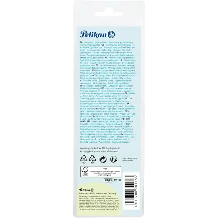 Pelikan Lot de 8 pinceaux synthétiques de qualité supérieure