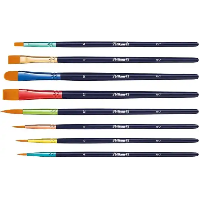 Pelikan Lot de 8 pinceaux synthétiques de qualité supérieure