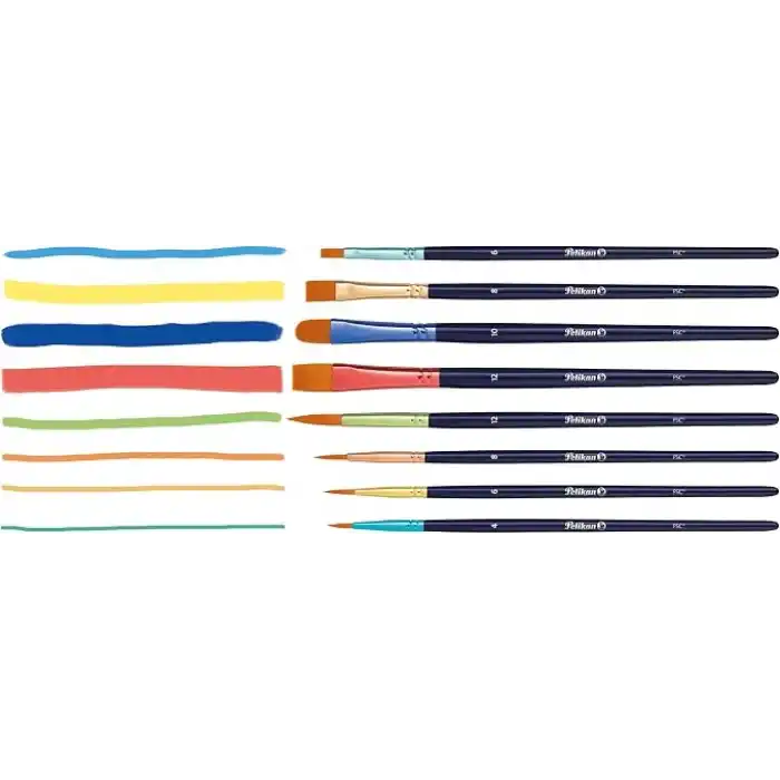 Pelikan Lot de 8 pinceaux synthétiques de qualité supérieure
