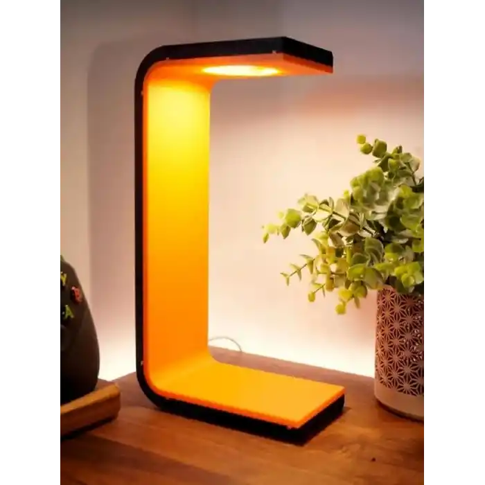 LED Işıklı Kulaklık Standı, C Şekilli Masa Lambası, Turuncu