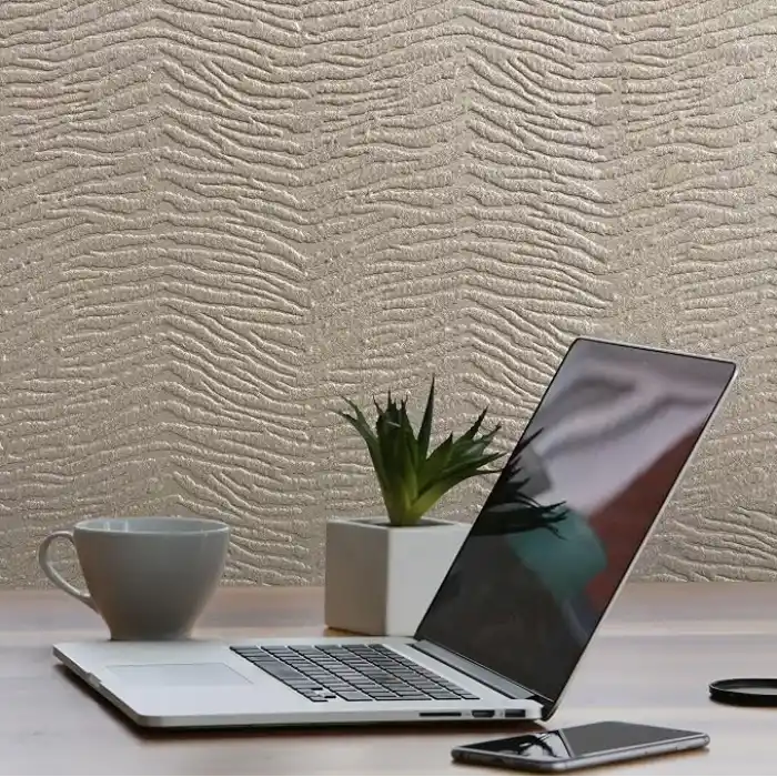 Tink 3D Kendinden Yapışkanlı Duvar Kağıdı Yeni Nesil Akustik Keçe Panel Desenli 52x98 cm (Ekru, 2 Adet 1 m²)