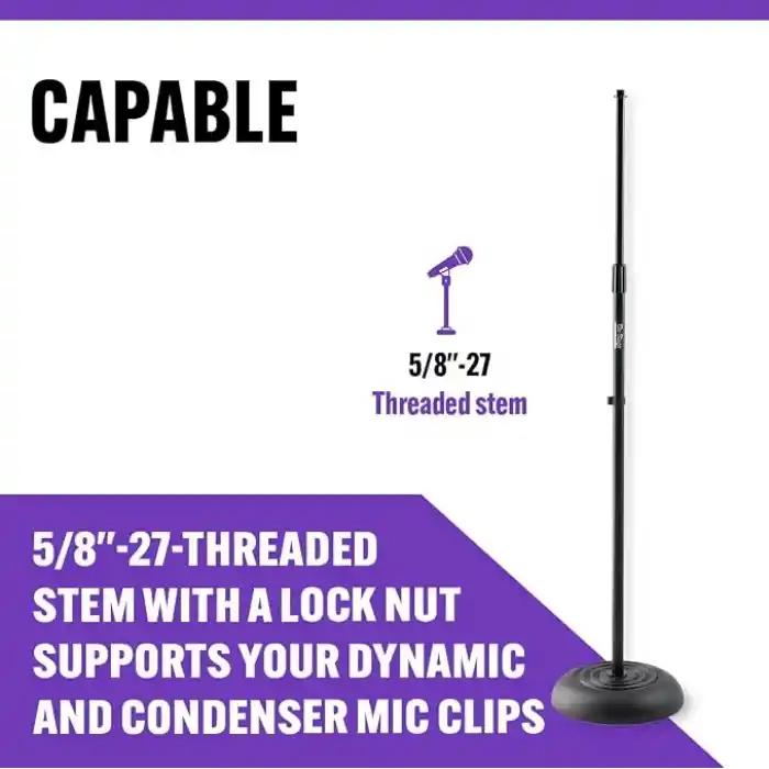 On Stage Stands MS7201B Round Base Mikrofon Standı - Siyah