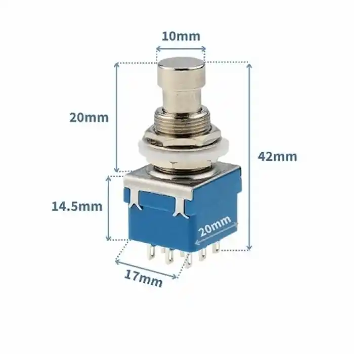 3PDT On/On/Off 3lü Anahtar AC 250V 3A 9 Pin Switch Anlık Basmalı Buton Ayak Pedal Elektro Gitar Efekt Kutusu Mandallama